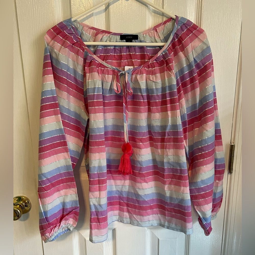 NWT‎ J.Crew Womens Small Striped Multicolor Blouse